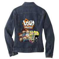 Kids The Loud House Loud Siblings On Couch Ladies Denim Jacket | Artistshot