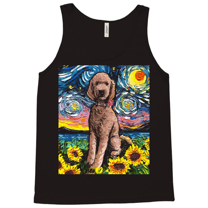 Goldendoodle T  Shirt Brown Goldendoodle Night With Sunflowers T  Shir Tank Top | Artistshot