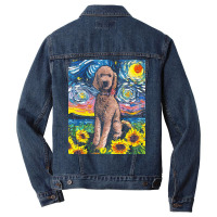 Goldendoodle T  Shirt Brown Goldendoodle Night With Sunflowers T  Shir Men Denim Jacket | Artistshot