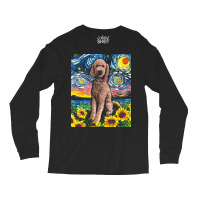 Goldendoodle T  Shirt Brown Goldendoodle Night With Sunflowers T  Shir Long Sleeve Shirts | Artistshot