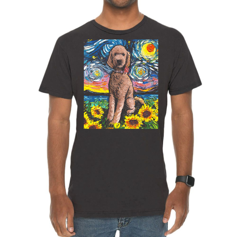 Goldendoodle T  Shirt Brown Goldendoodle Night With Sunflowers T  Shir Vintage T-shirt | Artistshot