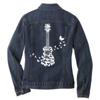 Ukulele Gift T  Shirt A Four String Ukulele Instrument With Beautiful Ladies Denim Jacket | Artistshot