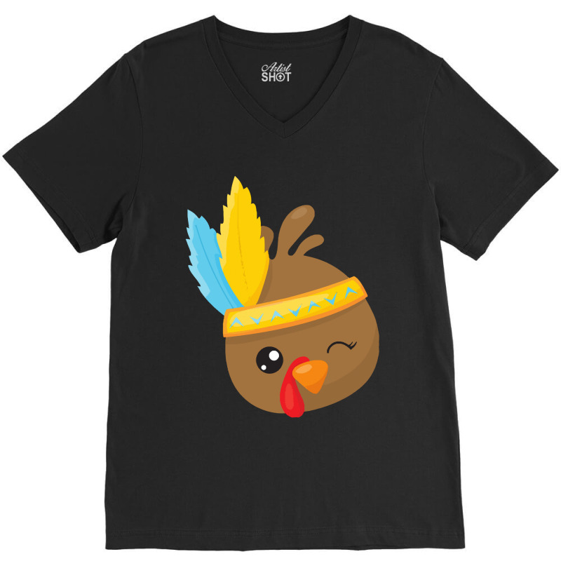 Thanksgiving Turkey Thanksgiving Turkey, Brown Turkey, Feathers V-neck Tee | Artistshot