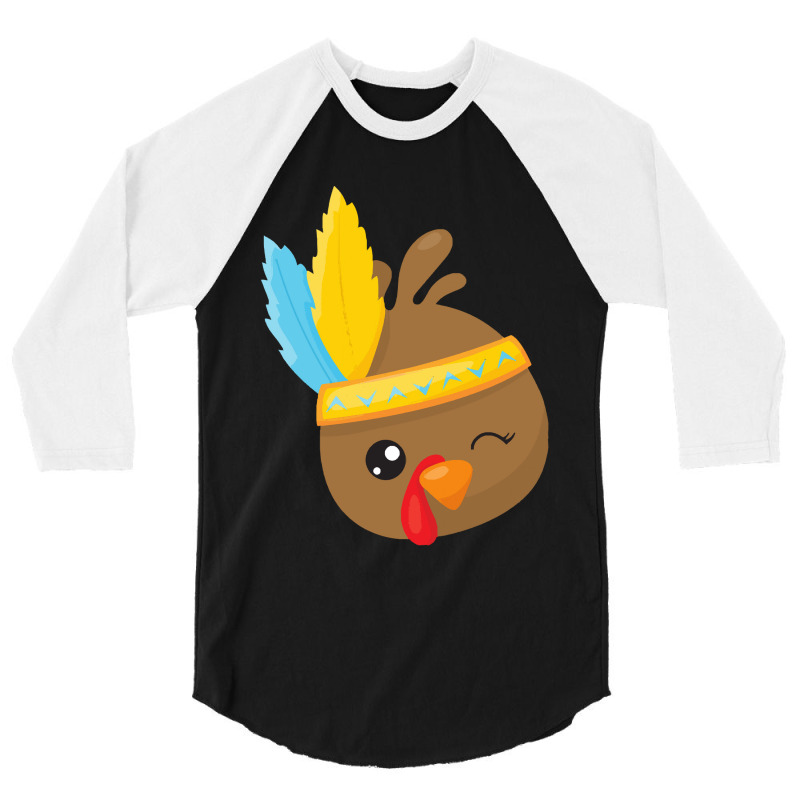 Thanksgiving Turkey Thanksgiving Turkey, Brown Turkey, Feathers 3/4 Sleeve Shirt | Artistshot