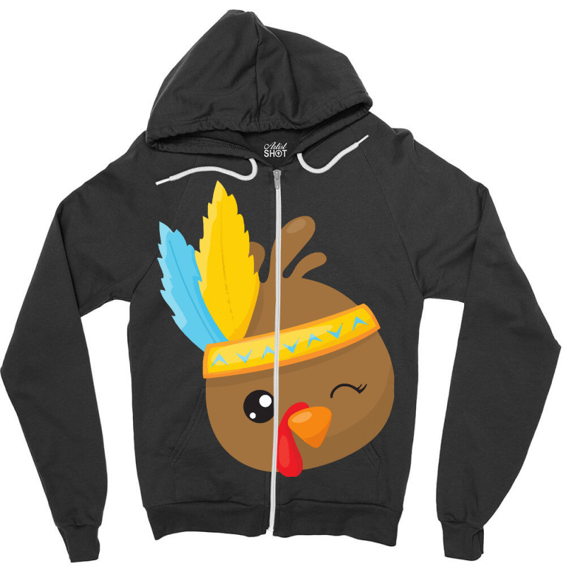 Thanksgiving Turkey Thanksgiving Turkey, Brown Turkey, Feathers Zipper Hoodie | Artistshot