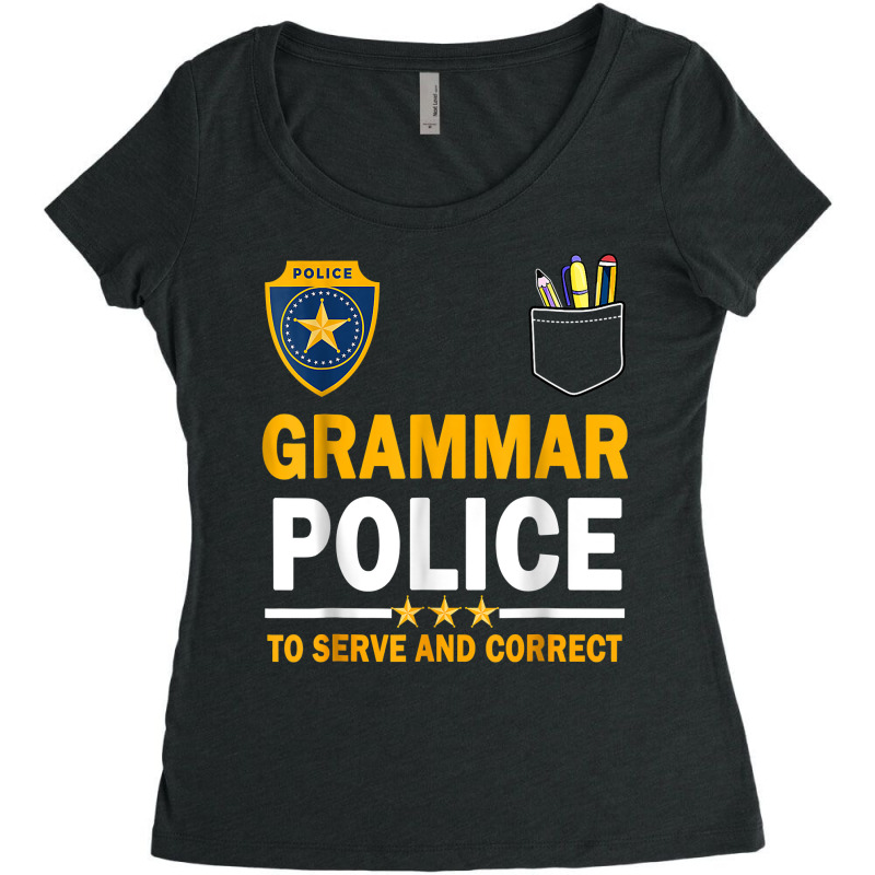 Funny English Teacher Grammar Police T Shirt Women's Triblend Scoop T-shirt by tehatinapu1 | Artistshot