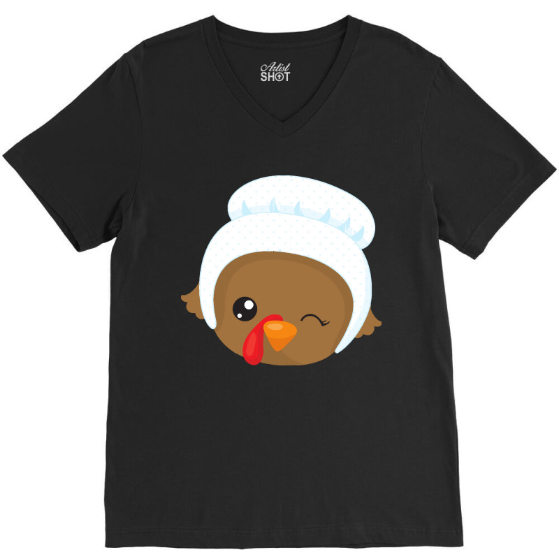 Thanksgiving Turkey Thanksgiving Turkey, Brown Turkey, Pilgrim Bonnet V-neck Tee | Artistshot