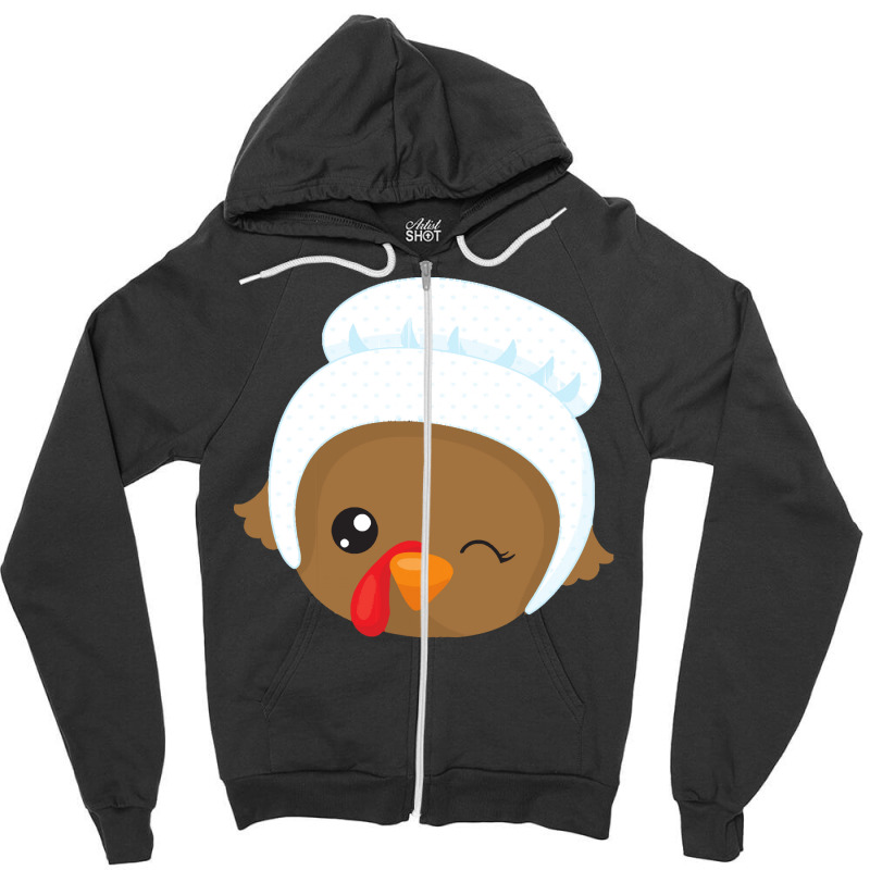 Thanksgiving Turkey Thanksgiving Turkey, Brown Turkey, Pilgrim Bonnet Zipper Hoodie | Artistshot