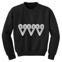 White Line Candy Cane Hearts For Christmas Youth Sweatshirt | Artistshot