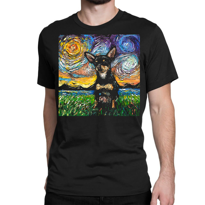 Chihuahua T  Shirt Short Hair Black And Tan Chihuahua Night T  Shirt Classic T-shirt | Artistshot