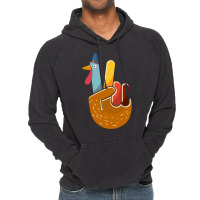 Thanksgiving Turkey Turkey Peace Hand Sign Thanksgiving (1) Vintage Hoodie | Artistshot