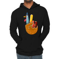 Thanksgiving Turkey Turkey Peace Hand Sign Thanksgiving (1) Lightweight Hoodie | Artistshot