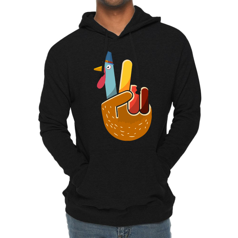 Thanksgiving Turkey Turkey Peace Hand Sign Thanksgiving (1) Lightweight Hoodie | Artistshot