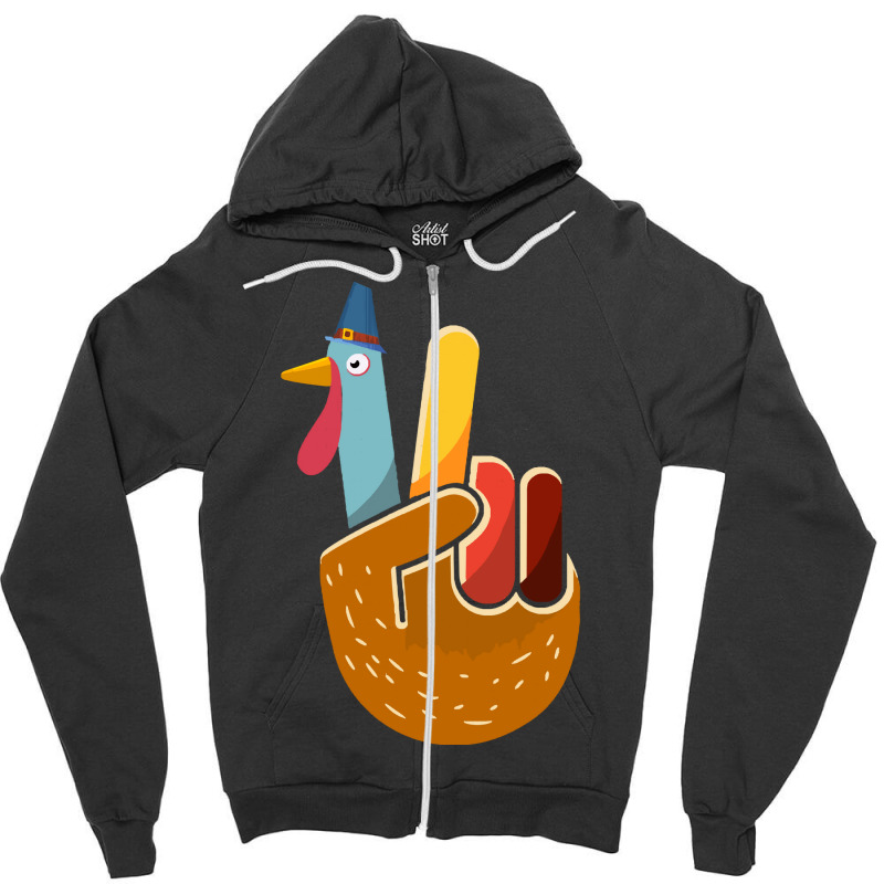 Thanksgiving Turkey Turkey Peace Hand Sign Thanksgiving Zipper Hoodie | Artistshot