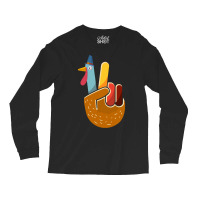 Thanksgiving Turkey Turkey Peace Hand Sign Thanksgiving Long Sleeve Shirts | Artistshot