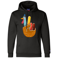 Thanksgiving Turkey Turkey Peace Hand Sign Thanksgiving Champion Hoodie | Artistshot