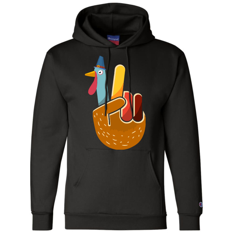 Thanksgiving Turkey Turkey Peace Hand Sign Thanksgiving Champion Hoodie | Artistshot