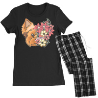 Yorkie T  Shirt Yorkshire Terrier With Flowers T  Shirt Women's Pajamas Set | Artistshot