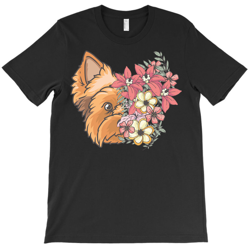 Yorkie T  Shirt Yorkshire Terrier With Flowers T  Shirt T-Shirt by gstamm | Artistshot