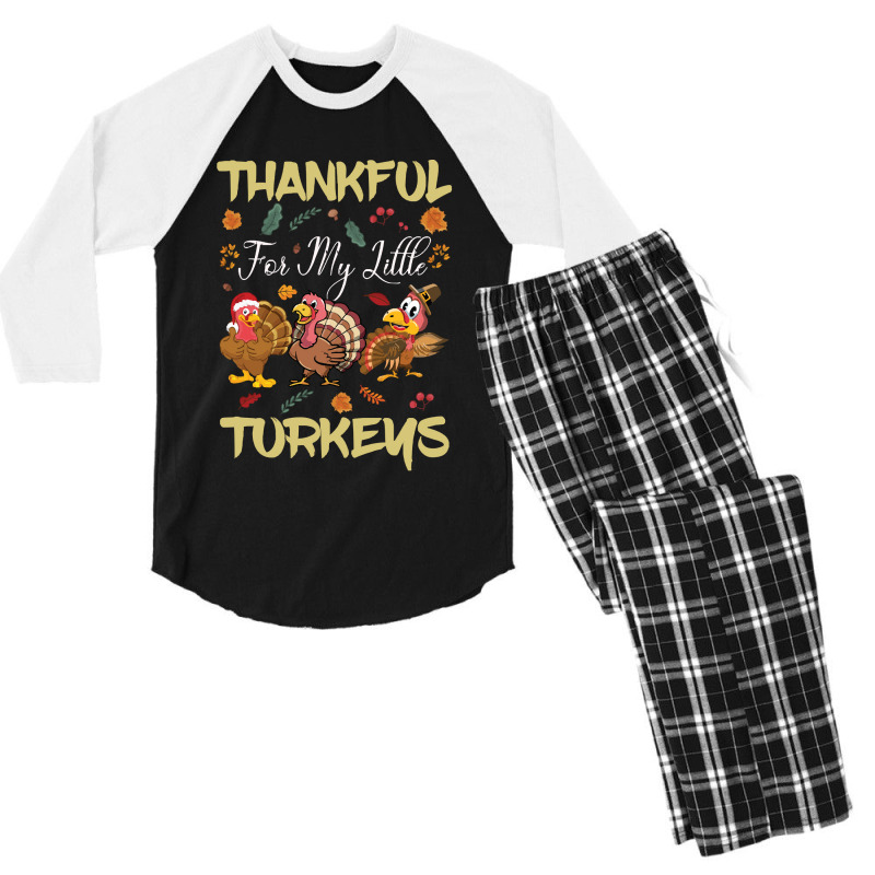 Thanksgiving Turkeythankful For My Littel Men's 3/4 Sleeve Pajama Set | Artistshot