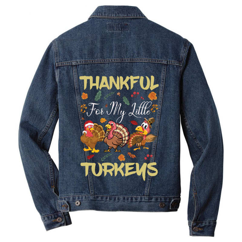 Thanksgiving Turkeythankful For My Littel Men Denim Jacket | Artistshot