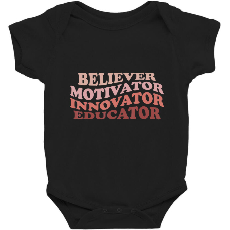 Believer Motivator Innovator Educator Retro Teacher Life Baby Bodysuit | Artistshot