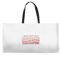 Believer Motivator Innovator Educator Retro Teacher Life Weekender Totes | Artistshot