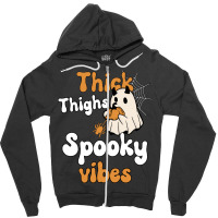 Thick Thighs Spooky Vibes Thick Thighs Spooky Vibes - Retro Groovy Vin Zipper Hoodie | Artistshot