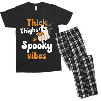 Thick Thighs Spooky Vibes Thick Thighs Spooky Vibes - Retro Groovy Vin Men's T-shirt Pajama Set | Artistshot