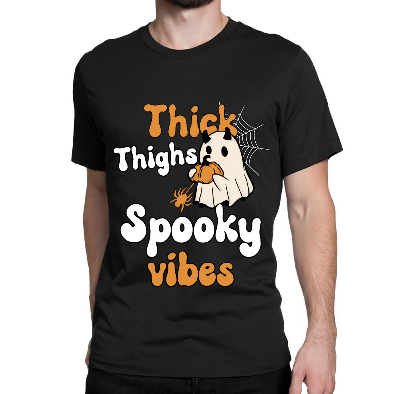 Thick Thighs Spooky Vibes Thick Thighs Spooky Vibes - Retro Groovy Vin Classic T-shirt | Artistshot