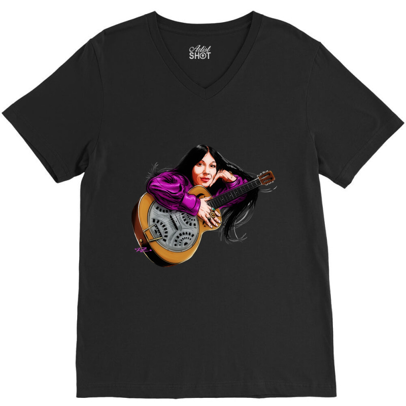 Buffy Sainte Marie - An Illustration By Paul Cemmick V-neck Tee | Artistshot