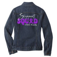 Support Squad Diabetic Neuropathy Awareness Purple Ribbon T Shirt Ladies Denim Jacket | Artistshot