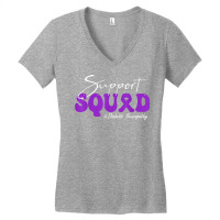 Support Squad Diabetic Neuropathy Awareness Purple Ribbon T Shirt Women's V-neck T-shirt | Artistshot