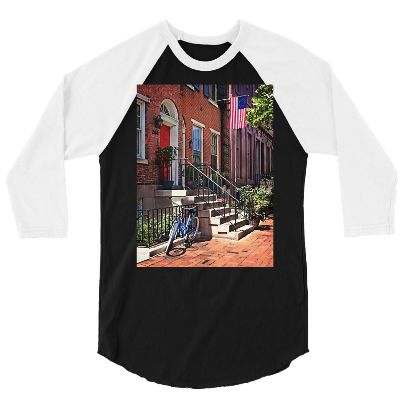 Philadelphia Pa - Bicycle In Front Of Philadelphia Brownstone 3/4 Sleeve Shirt by Kuwannin528 | Artistshot