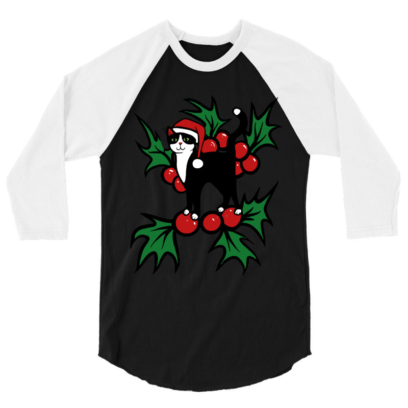 Tuxedo Cat Christmas Tuxedo Cat Christmas 3/4 Sleeve Shirt | Artistshot