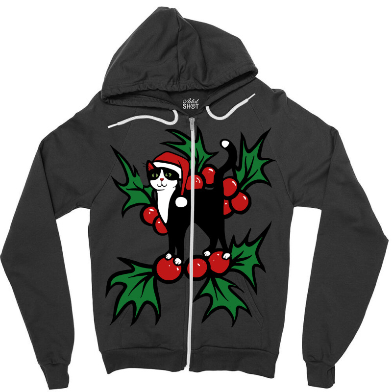 Tuxedo Cat Christmas Tuxedo Cat Christmas Zipper Hoodie | Artistshot