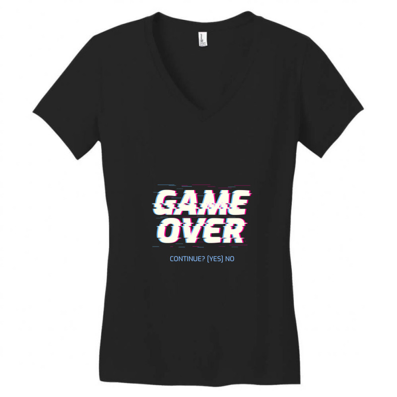 Game Over Continue(yes)no Women's V-Neck T-Shirt by RichardLopez | Artistshot