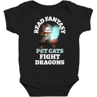 Read Fantasy Pet Cats Fight Dragons Knight Fun Reading Baby Bodysuit | Artistshot