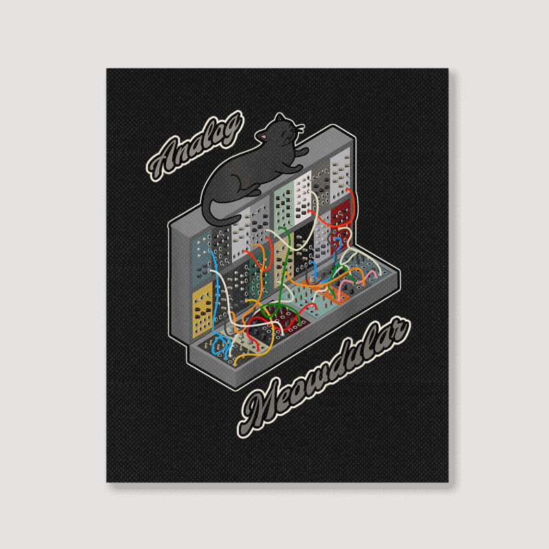 Cat On Analog Modular Synth Funny Synthesizer Portrait Canvas Print | Artistshot