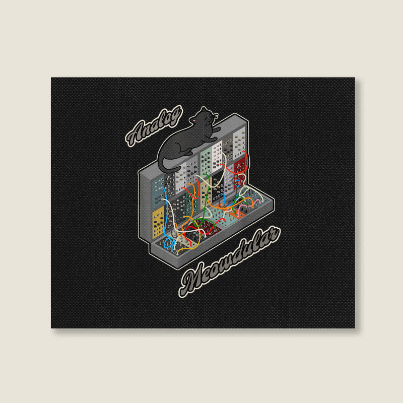 Cat On Analog Modular Synth Funny Synthesizer Landscape Canvas Print | Artistshot