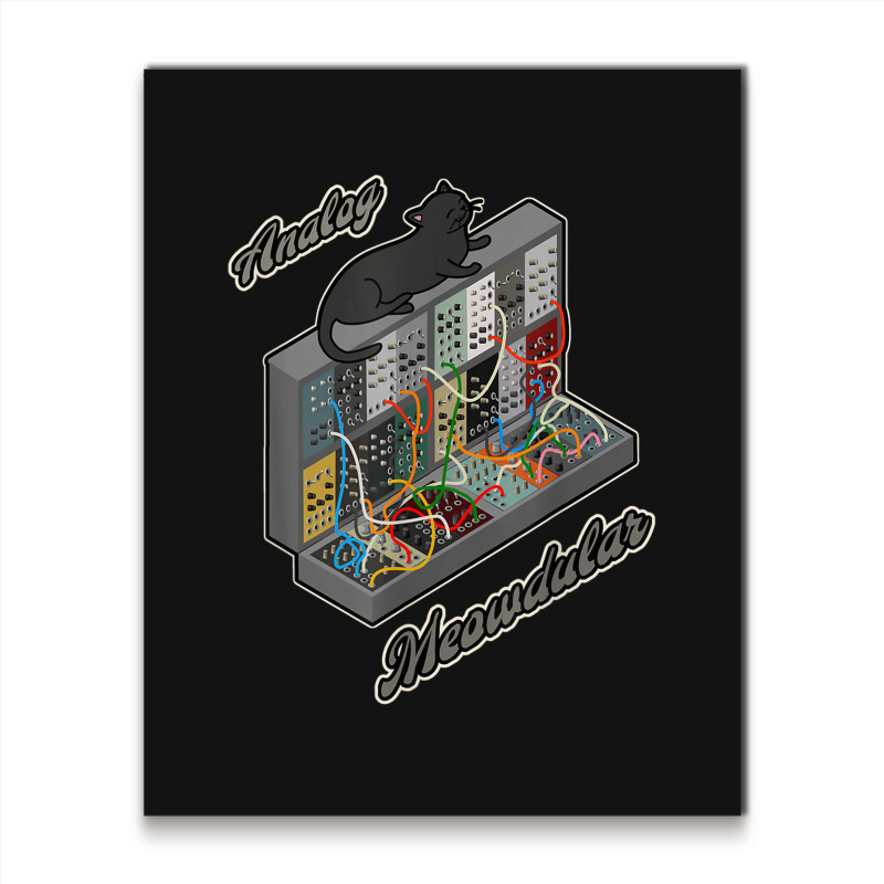 Cat On Analog Modular Synth Funny Synthesizer Metal Print Vertical | Artistshot