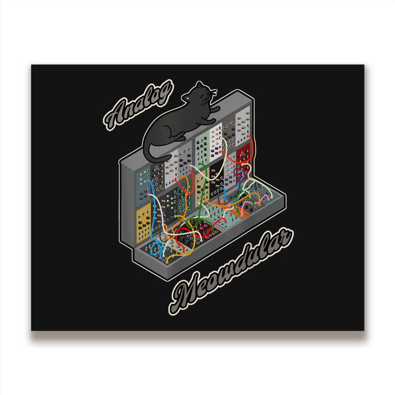 Cat On Analog Modular Synth Funny Synthesizer Metal Print Horizontal | Artistshot