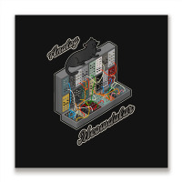 Cat On Analog Modular Synth Funny Synthesizer Metal Print Square | Artistshot