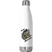 Cat On Analog Modular Synth Funny Synthesizer Stainless Steel Water Bottle | Artistshot