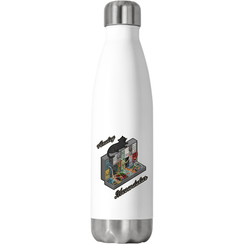 Cat On Analog Modular Synth Funny Synthesizer Stainless Steel Water Bottle | Artistshot