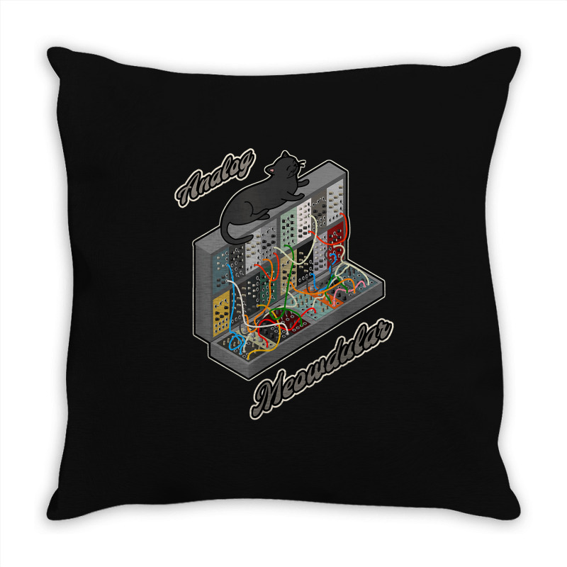 Cat On Analog Modular Synth Funny Synthesizer Throw Pillow | Artistshot