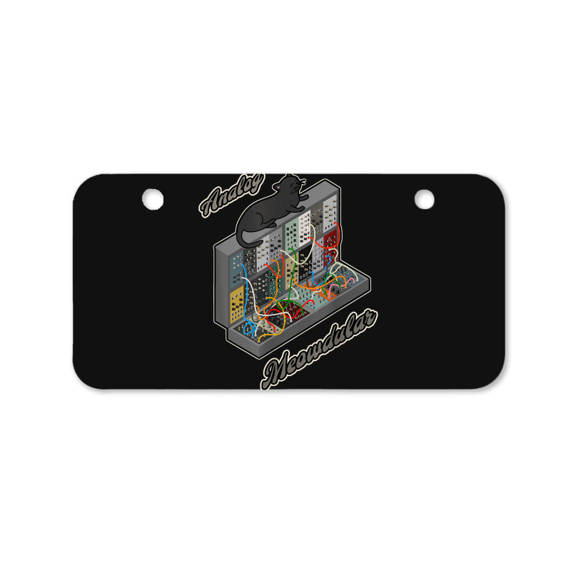 Cat On Analog Modular Synth Funny Synthesizer Bicycle License Plate | Artistshot