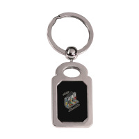 Cat On Analog Modular Synth Funny Synthesizer Silver Rectangle Keychain | Artistshot