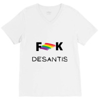 F Desantis - Censored With A Gay Pride Flag (black) V-neck Tee | Artistshot