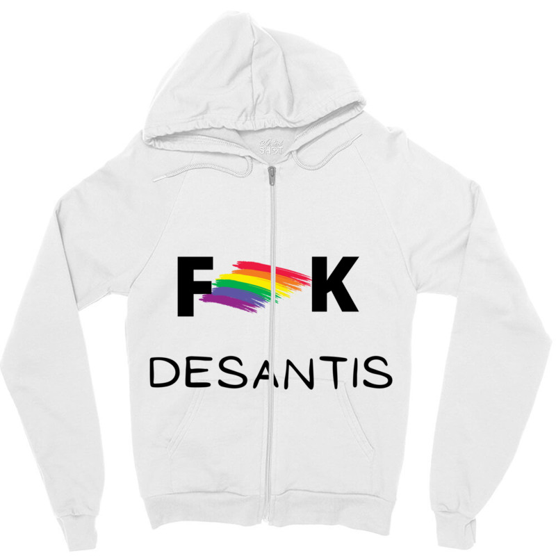 F Desantis - Censored With A Gay Pride Flag (black) Zipper Hoodie | Artistshot